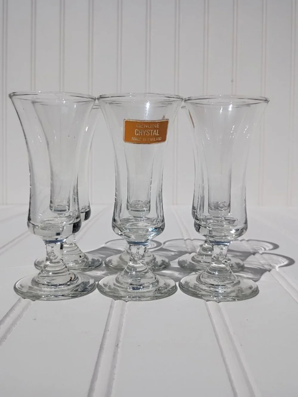 Vintage Genuine Crystal Cordial Glasses Made in England Footed Shot Glass Set